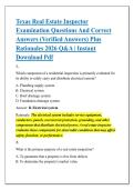 Texas Real Estate Inspector &NewLine;Examination Questions And Correct &NewLine;Answers &lpar;Verified Answers&rpar; Plus &NewLine;Rationales 2026 Q&A &vert; Instant &NewLine;Download Pdf 