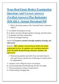 Texas Real Estate Broker Examination &NewLine;Questions And Correct Answers &NewLine;&lpar;Verified Answers&rpar; Plus Rationales &NewLine;2026 Q&A &vert; Instant Download Pdf 
