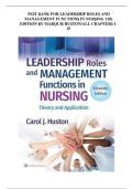 Test Bank for Leadership Roles and Management Functions in Nursing&colon; Theory and Application &lpar;11th Edition&rpar; by Bessie L&period; Marquis and Carol J&period; Huston&period;