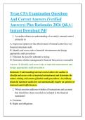 Texas CPA Examination Questions &NewLine;And Correct Answers &lpar;Verified &NewLine;Answers&rpar; Plus Rationales 2026 Q&A &vert; &NewLine;Instant Download Pdf 