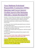 Texas Multistate Professional &NewLine;Responsibility Examination &lpar;MPRE&rpar; &NewLine;Questions And Correct Answers &NewLine;&lpar;Verified Answers&rpar; Plus Rationales &NewLine;2026 Q&A &vert; Instant Download Pdf 