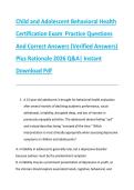 Child and Adolescent Behavioral Health &NewLine;Certification Exam  Practice Questions &NewLine;And Correct Answers &lpar;Verified Answers&rpar; &NewLine;Plus Rationale 2026 Q&A&vert; Instant &NewLine;Download Pdf
