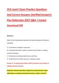CFA Level I Exam Practice Questions &NewLine;And Correct Answers &lpar;Verified Answers&rpar; &NewLine;Plus Rationales 2027 Q&A &vert; Instant &NewLine;Download Pdf 