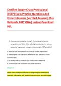 Certified Supply Chain Professional &NewLine;&lpar;CSCP&rpar; Exam Practice Questions And &NewLine;Correct Answers &lpar;Verified Answers&rpar; Plus &NewLine;Rationale 2027 Q&A&vert; Instant Download &NewLine;Pdf&period; 