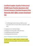 Certified Supplier Quality Professional &NewLine;&lpar;CSQP&rpar; Exam Practice Questions And &NewLine;Correct Answers &lpar;Verified Answers&rpar; Plus &NewLine;Rationale 2027 Q&A&vert; Instant Download &NewLine;Pdf&period;
