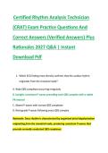 Certified Rhythm Analysis Technician &NewLine;&lpar;CRAT&rpar; Exam Practice Questions And &NewLine;Correct Answers &lpar;Verified Answers&rpar; Plus &NewLine;Rationales 2027 Q&A &vert; Instant &NewLine;Download Pdf