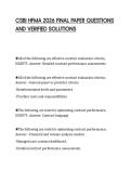 CSBI HFMA 2026 FINAL PAPER QUESTIONS&NewLine;AND VERIFIED SOLUTIONS