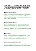 CSBI HFMA EXAM PREP TEST BANK 2026&NewLine;UPDATED QUESTIONS AND SOLUTIONS