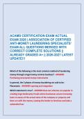 ACAMS CERTIFICATION EXAM ACTUAL &NewLine;EXAM 2026 &vert; ASSOCIATION OF CERTIFIED &NewLine;ANTI-MONEY LAUNDERING SPECIALISTS&rsquo;&NewLine;EXAM ALL QUESTIONS MERGED WITH &NewLine;CORRECT COMPLETE SOLUTIONS &vert;&vert; &NewLine;ALREADY GRADED A&plus; &vert;&vert; 2026-2027 LATEST &NewLine;UPDATE&excl;&excl;&excl;