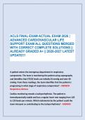 ACLS FINAL EXAM ACTUAL EXAM 2026 &vert; &NewLine;ADVANCED CARDIOVASCULAR LIFE &NewLine;SUPPORT EXAM ALL QUESTIONS MERGED &NewLine;WITH CORRECT COMPLETE SOLUTIONS &vert;&vert; &NewLine;ALREADY GRADED A&plus; &vert;&vert; 2026-2027 LATEST &NewLine;UPDATE&excl;&excl;&excl;