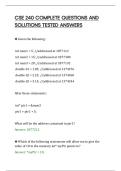 CSE 240 COMPLETE QUESTIONS AND&NewLine;SOLUTIONS TESTED ANSWERS