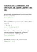 CSE 240 EXAM 1 COMPREHENSIVE DATA&NewLine;STRUCTURES AND ALGORITHMS STUDY GUIDE&NewLine;2026
