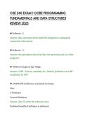 CSE 240 EXAM 1 CORE PROGRAMMING&NewLine;FUNDAMENTALS AND DATA STRUCTURES&NewLine;REVIEW 202