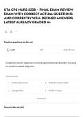 UTA CP2 NURS 5338 &ndash; FINAL EXAM REVIEW EXAM WITH CORRECT ACTUAL QUESTIONS AND CORRECTLY WELL DEFINED ANSWERS LATEST ALREADY GRADED A&plus;