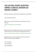 CSE 240 FINAL REVIEW QUESTIONS&NewLine;VERIFIED COMPLETE ANSWERS 100&NewLine;PERCENT CORRECT
