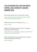 CSE 240 MIDTERM HIGH-YIELD RECURSION&comma;&NewLine;SORTING&comma; AND COMPLEXITY ANALYSIS&NewLine;SUMMARY 2026