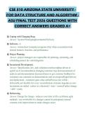 CSE 310 ARIZONA STATE UNIVERSITY -&NewLine;FOR DATA STRUCTURE AND ALGORITHM -&NewLine;ASU FINAL TEST 2026 QUESTIONS WITH&NewLine;CORRECT ANSWERS GRADED A&plus;