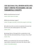 CSE 1322 EXAM 3 FULL REVISION NOTES WITH&NewLine;OBJECT-ORIENTED PROGRAMMING AND JAVA&NewLine;FUNDAMENTALS CONCEPTS