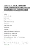 CSE 1322 LAB AND LECTURE EXAM 3&NewLine;COMPLETE PREPARATION GUIDE WITH DATA&NewLine;STRUCTURES AND ALGORITHMS BASICS&NewLine;