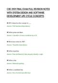 CSE 3901 FINAL EXAM FULL REVISION NOTES&NewLine;WITH SYSTEM DESIGN AND SOFTWARE&NewLine;DEVELOPMENT LIFE CYCLE CONCEPTS
