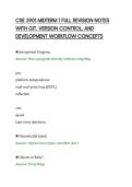 CSE 3901 MIDTERM 1 FULL REVISION NOTES&NewLine;WITH GIT&comma; VERSION CONTROL&comma; AND&NewLine;DEVELOPMENT WORKFLOW CONCEPTS