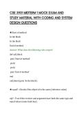 CSE 3901 MIDTERM 1 MOCK EXAM AND&NewLine;STUDY MATERIAL WITH CODING AND SYSTEM&NewLine;DESIGN QUESTIONS