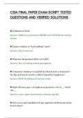 CSIA FINAL PAPER EXAM SCRIPT TESTED&NewLine;QUESTIONS AND VERIFIED SOLUTIONS