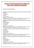 SANS 515 EXAM QUESTIONS COMPLETE WITH 100&percnt; VERIFIED ANSWERS