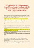 NU 150 Exams 3&comma; & 4 Prep Packet &sol; NU 150 Pharmacology Exams 3 and 4 Newest Practice Test Banks with 550 Questions and Correct Answers&sol; NU150 Exams 3 & 4 prep Bundle &lpar;Latest 2026-2027&rpar;