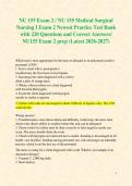 A Packet for NU 155 Exams 1&comma; 2&comma; 3&comma; and 4  &sol; NU 155 Medical Surgical Nursing 1 Exams 1-4 Newest Practice Test Banks with 1250 Questions and Correct Answers&sol; NU155 Exams 1-4 prep Bundle &lpar;Latest 2026-2027&rpar;
