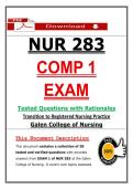 Galen NUR 283 Comp 1 Exam &ndash; Transition to Registered Nursing Practice &lpar;2026&sol;2027&rpar; Actual Questions & Answers to Pass the Exam &lpar;100&percnt; Verified&rpar;