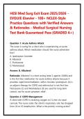 HESI Med Surg Exit Exam 2025&sol;2026 - EVOLVE Elsevier - 100&plus; NCLEX-Style Practice Questions with Verified Answers & Rationales - Medical Surgical Nursing Test Bank Guaranteed Pass &lpar;GRADED A&plus;&rpar;