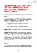 FISDAP PARAMEDIC FINAL LATEST EXAM 2026 &sol;2027 &sol;PARAMEDIC FISDAP FINAL  EXAM REAL EXAM QUESTIONS AND  CORRECT ANSWERS&period;&vert;Guaranteed success&period;