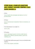 CTPRP EXAM 1 COMPLETE QUESTIONS&NewLine;AND CORRECT ANSWERS VERIFIED STUDY&NewLine;GUIDE GRADED A&plus;&NewLine;