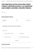 WGU D669 EXAM ACTUAL EXAM 2026 &vert; EARLY LITERACY METHODS OA EXAM &vert; ALL QUESTIONS AND CORRECT ANSWERS &vert; UPDATED VERSION&NewLine;&NewLine;