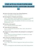 CTSP ACTUAL EXAM PAPER 2026&NewLine;QUESTIONS WITH ANSWERS GRADED&NewLine;A&plus;