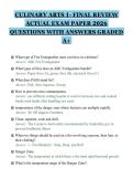 CULINARY ARTS 1- FINAL REVIEW&NewLine;ACTUAL EXAM PAPER 2026&NewLine;QUESTIONS WITH ANSWERS GRADED&NewLine;A&plus;