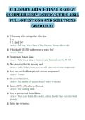 CULINARY ARTS 1- FINAL REVIEW&NewLine;COMPREHENSIVE STUDY GUIDE 2026&NewLine;FULL QUESTIONS AND SOLUTIONS&NewLine;GRADED A&plus;