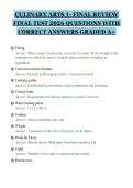 CULINARY ARTS 1- FINAL REVIEW&NewLine;FINAL TEST 2026 QUESTIONS WITH&NewLine;CORRECT ANSWERS GRADED A