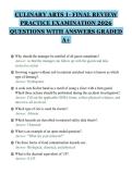 CULINARY ARTS 1- FINAL REVIEW&NewLine;PRACTICE EXAMINATION 2026&NewLine;QUESTIONS WITH ANSWERS GRADED&NewLine;A&plus;