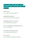 CULINARY SPECIALIST E5 COMPLETE&NewLine;STUDY GUIDE QUESTIONS AND VERIFIED&NewLine;ANSWERS