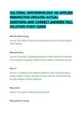 CULTURAL ANTHROPOLOGY AN APPLIED&NewLine;PERSPECTIVE UPDATED ACTUAL&NewLine;QUESTIONS AND CORRECT ANSWERS FULL&NewLine;SOLUTION STUDY GUIDE