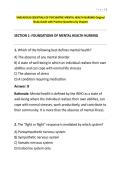 VARCAROLIS ESSENTIALS OF PSYCHIATRIC MENTAL HEALTH NURSING Original Study Guide with Practice Questions by Chapter