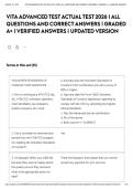 VITA ADVANCED TEST ACTUAL TEST 2026 &vert; ALL QUESTIONS AND CORRECT ANSWERS &vert; GRADED A&plus; &vert; VERIFIED ANSWERS &vert; UPDATED VERSION&NewLine;
