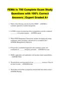 FEMA Is 700 Complete Exam Study &NewLine;Questions with 100&percnt; Correct &NewLine;Answers &vert; Expert Graded A&plus; 