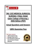 GALEN&vert;NU155&sol;NU 155 Medical‑Surgical Nursing I Final Exam &vert; Galen &vert; 26&sol;27&lpar;PDF&rpar;