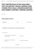 TNCC WRITTEN EXAM ACTUAL EXAM 2026 &vert; TNCC 9TH EDITION &vert; TRAUMA NURSING CORE COURSE &lpar;TNCC&rpar; EXAM &vert; UPDATED QUESTIONS AND CORRECT ANSWERS &vert; VERIFIED ANSWERS&NewLine;