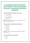 Transit Railcar Maintenance Technician Exam 2026&sol;2027 &vert; 350 Practice Questions & Answers &vert; Comprehensive Certification Study Guide