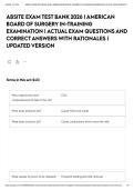 ABSITE EXAM TEST BANK 2026 &vert; AMERICAN BOARD OF SURGERY IN-TRAINING EXAMINATION &vert; ACTUAL EXAM QUESTIONS AND CORRECT ANSWERS WITH RATIONALES &vert; UPDATED VERSION&NewLine;