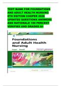 TEST BANK FOR FOUNDATIONS AND ADULT HEALTH NURSING 8TH EDITION COOPER 2026 UPDATED QUESTIONS ANSWERS AND RATIONALE 100 PERCENT VERIFIED AND GRADED A&plus;&NewLine;  